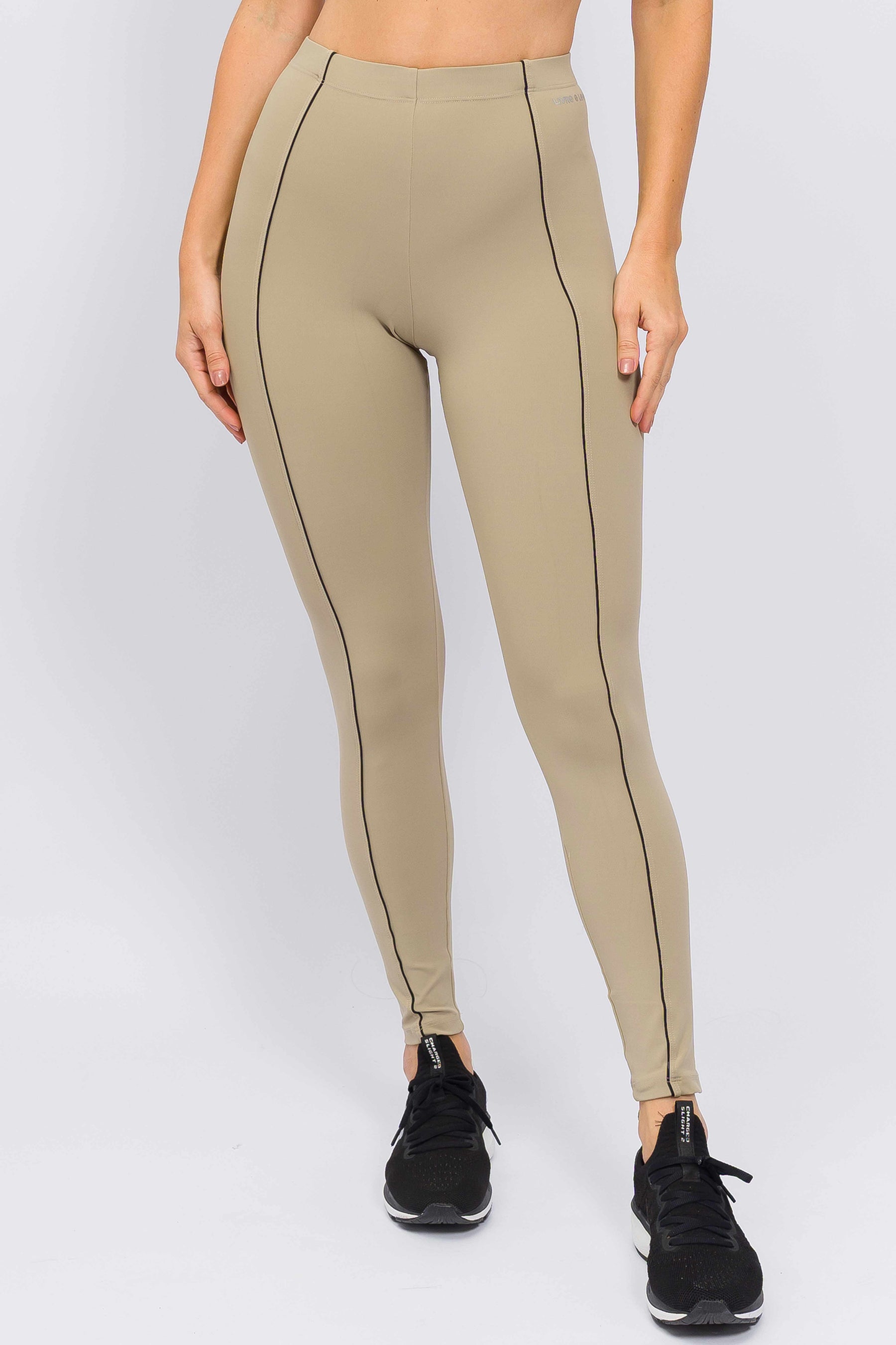 Conjunto Top Regata e Legging Cós Elástico Bege