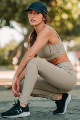 Conjunto Top Regata e Legging Cós Elástico Bege