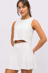 Cropped Regata e Short Saia Furadinho Branco