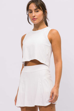 Cropped Regata e Short Saia Furadinho Branco
