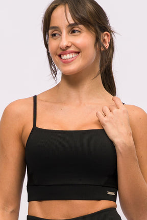 Conjunto Bermuda Canelado Preto