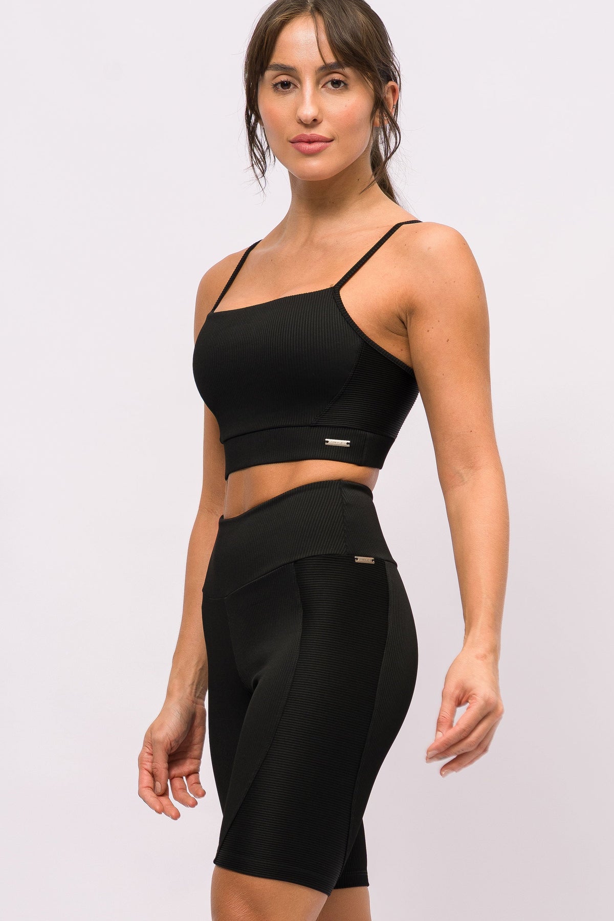 Conjunto Bermuda Canelado Preto